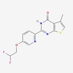 molecular formula C14H11F2N3O2S B6626196 2-[5-(2,2-difluoroethoxy)pyridin-2-yl]-5-methyl-3H-thieno[2,3-d]pyrimidin-4-one 
