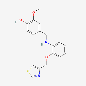 molecular formula C18H18N2O3S B6626209 2-Methoxy-4-[[2-(1,3-thiazol-4-ylmethoxy)anilino]methyl]phenol 