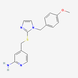molecular formula C17H18N4OS B6626214 4-[[1-[(4-Methoxyphenyl)methyl]imidazol-2-yl]sulfanylmethyl]pyridin-2-amine 