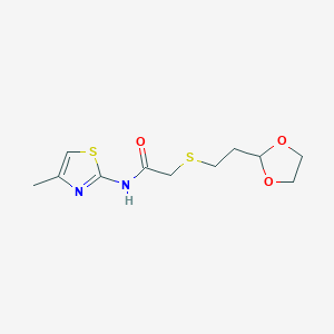 2-[2-(1,3-dioxolan-2-yl)ethylsulfanyl]-N-(4-methyl-1,3-thiazol-2-yl)acetamide