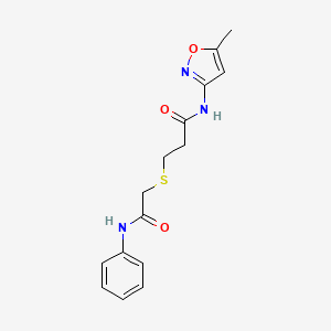 molecular formula C15H17N3O3S B6626240 3-(2-anilino-2-oxoethyl)sulfanyl-N-(5-methyl-1,2-oxazol-3-yl)propanamide 