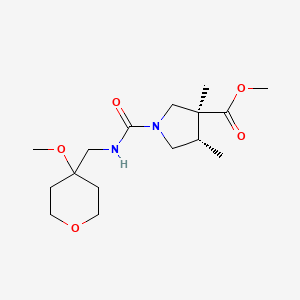 molecular formula C16H28N2O5 B6626265 methyl (3S,4S)-1-[(4-methoxyoxan-4-yl)methylcarbamoyl]-3,4-dimethylpyrrolidine-3-carboxylate 