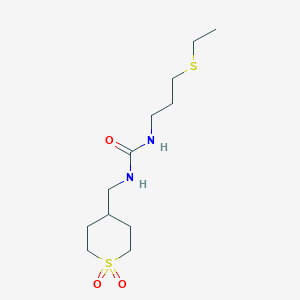 molecular formula C12H24N2O3S2 B6626275 1-[(1,1-Dioxothian-4-yl)methyl]-3-(3-ethylsulfanylpropyl)urea 