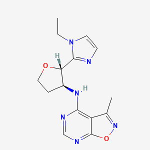molecular formula C15H18N6O2 B6626307 N-[(2S,3S)-2-(1-ethylimidazol-2-yl)oxolan-3-yl]-3-methyl-[1,2]oxazolo[5,4-d]pyrimidin-4-amine 