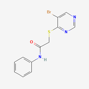molecular formula C12H10BrN3OS B6626314 2-(5-bromopyrimidin-4-yl)sulfanyl-N-phenylacetamide 