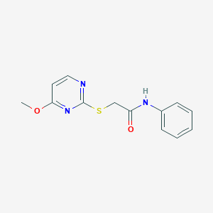 molecular formula C13H13N3O2S B6626319 2-(4-methoxypyrimidin-2-yl)sulfanyl-N-phenylacetamide 