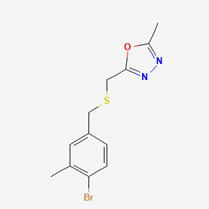 molecular formula C12H13BrN2OS B6626351 2-[(4-Bromo-3-methylphenyl)methylsulfanylmethyl]-5-methyl-1,3,4-oxadiazole 