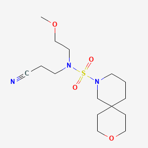 molecular formula C15H27N3O4S B6626391 N-(2-cyanoethyl)-N-(2-methoxyethyl)-9-oxa-2-azaspiro[5.5]undecane-2-sulfonamide 