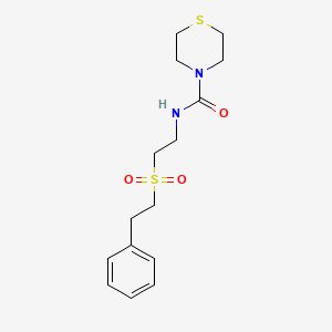 molecular formula C15H22N2O3S2 B6626400 N-[2-(2-phenylethylsulfonyl)ethyl]thiomorpholine-4-carboxamide 