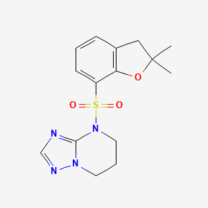 molecular formula C15H18N4O3S B6626412 4-[(2,2-dimethyl-3H-1-benzofuran-7-yl)sulfonyl]-6,7-dihydro-5H-[1,2,4]triazolo[1,5-a]pyrimidine 