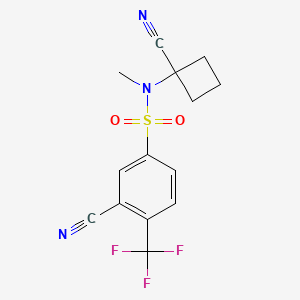 molecular formula C14H12F3N3O2S B6626417 3-cyano-N-(1-cyanocyclobutyl)-N-methyl-4-(trifluoromethyl)benzenesulfonamide 