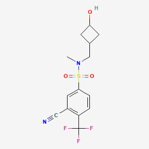 molecular formula C14H15F3N2O3S B6626432 3-cyano-N-[(3-hydroxycyclobutyl)methyl]-N-methyl-4-(trifluoromethyl)benzenesulfonamide 