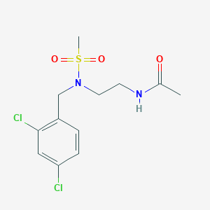 molecular formula C12H16Cl2N2O3S B6626455 N-[2-[(2,4-dichlorophenyl)methyl-methylsulfonylamino]ethyl]acetamide 