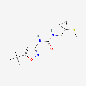 molecular formula C13H21N3O2S B6626459 1-(5-Tert-butyl-1,2-oxazol-3-yl)-3-[(1-methylsulfanylcyclopropyl)methyl]urea 