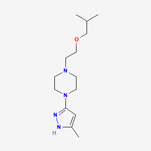 molecular formula C14H26N4O B6626491 1-[2-(2-methylpropoxy)ethyl]-4-(5-methyl-1H-pyrazol-3-yl)piperazine 