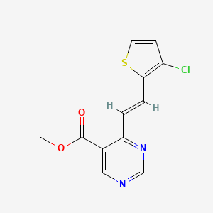molecular formula C12H9ClN2O2S B6626495 methyl 4-[(E)-2-(3-chlorothiophen-2-yl)ethenyl]pyrimidine-5-carboxylate 