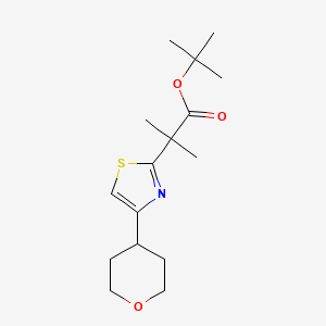 molecular formula C16H25NO3S B6626583 Tert-butyl 2-methyl-2-[4-(oxan-4-yl)-1,3-thiazol-2-yl]propanoate 