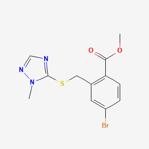 molecular formula C12H12BrN3O2S B6626597 Methyl 4-bromo-2-[(2-methyl-1,2,4-triazol-3-yl)sulfanylmethyl]benzoate 