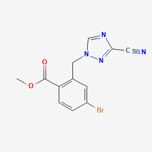 molecular formula C12H9BrN4O2 B6626612 Methyl 4-bromo-2-[(3-cyano-1,2,4-triazol-1-yl)methyl]benzoate 