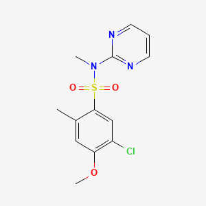 molecular formula C13H14ClN3O3S B6626620 5-chloro-4-methoxy-N,2-dimethyl-N-pyrimidin-2-ylbenzenesulfonamide 