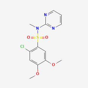 molecular formula C13H14ClN3O4S B6626624 2-chloro-4,5-dimethoxy-N-methyl-N-pyrimidin-2-ylbenzenesulfonamide 