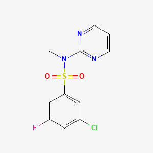 molecular formula C11H9ClFN3O2S B6626638 3-chloro-5-fluoro-N-methyl-N-pyrimidin-2-ylbenzenesulfonamide 