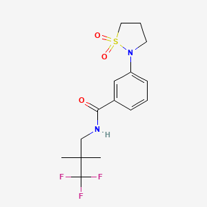 molecular formula C15H19F3N2O3S B6626651 3-(1,1-dioxo-1,2-thiazolidin-2-yl)-N-(3,3,3-trifluoro-2,2-dimethylpropyl)benzamide 