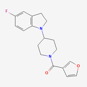 molecular formula C18H19FN2O2 B6626659 [4-(5-Fluoro-2,3-dihydroindol-1-yl)piperidin-1-yl]-(furan-3-yl)methanone 