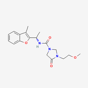 molecular formula C18H23N3O4 B6626666 3-(2-methoxyethyl)-N-[(1S)-1-(3-methyl-1-benzofuran-2-yl)ethyl]-4-oxoimidazolidine-1-carboxamide 