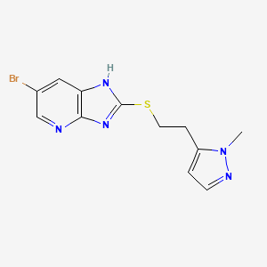 molecular formula C12H12BrN5S B6626695 6-bromo-2-[2-(2-methylpyrazol-3-yl)ethylsulfanyl]-1H-imidazo[4,5-b]pyridine 