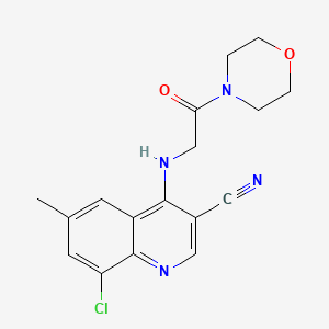 molecular formula C17H17ClN4O2 B6626710 8-Chloro-6-methyl-4-[(2-morpholin-4-yl-2-oxoethyl)amino]quinoline-3-carbonitrile 