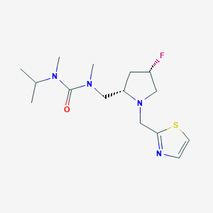 molecular formula C15H25FN4OS B6626718 1-[[(2S,4S)-4-fluoro-1-(1,3-thiazol-2-ylmethyl)pyrrolidin-2-yl]methyl]-1,3-dimethyl-3-propan-2-ylurea 