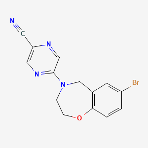 molecular formula C14H11BrN4O B6626739 5-(7-bromo-3,5-dihydro-2H-1,4-benzoxazepin-4-yl)pyrazine-2-carbonitrile 