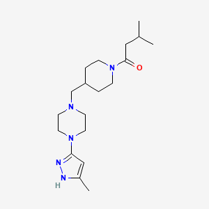 molecular formula C19H33N5O B6626764 3-methyl-1-[4-[[4-(5-methyl-1H-pyrazol-3-yl)piperazin-1-yl]methyl]piperidin-1-yl]butan-1-one 