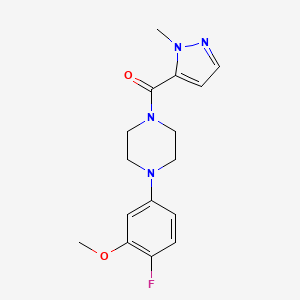 molecular formula C16H19FN4O2 B6626769 [4-(4-Fluoro-3-methoxyphenyl)piperazin-1-yl]-(2-methylpyrazol-3-yl)methanone 