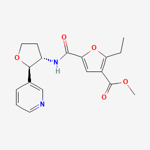 molecular formula C18H20N2O5 B6626776 methyl 2-ethyl-5-[[(2R,3S)-2-pyridin-3-yloxolan-3-yl]carbamoyl]furan-3-carboxylate 