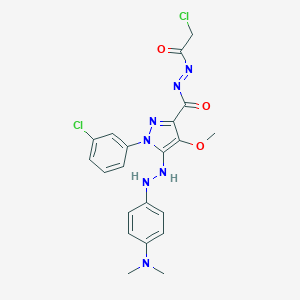 B066268 N-(2-chloroacetyl)imino-1-(3-chlorophenyl)-5-[2-[4-(dimethylamino)phenyl]hydrazinyl]-4-methoxypyrazole-3-carboxamide CAS No. 172701-64-3
