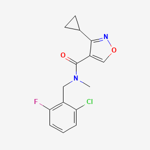 molecular formula C15H14ClFN2O2 B6626836 N-[(2-chloro-6-fluorophenyl)methyl]-3-cyclopropyl-N-methyl-1,2-oxazole-4-carboxamide 