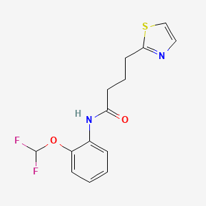 molecular formula C14H14F2N2O2S B6626852 N-[2-(difluoromethoxy)phenyl]-4-(1,3-thiazol-2-yl)butanamide 