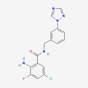 molecular formula C16H13ClFN5O B6626881 2-amino-5-chloro-3-fluoro-N-[[3-(1,2,4-triazol-1-yl)phenyl]methyl]benzamide 