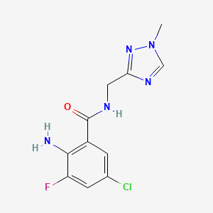molecular formula C11H11ClFN5O B6626909 2-amino-5-chloro-3-fluoro-N-[(1-methyl-1,2,4-triazol-3-yl)methyl]benzamide 