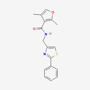 molecular formula C17H16N2O2S B6626935 2,4-dimethyl-N-[(2-phenyl-1,3-thiazol-4-yl)methyl]furan-3-carboxamide 