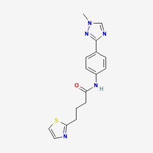 molecular formula C16H17N5OS B6626943 N-[4-(1-methyl-1,2,4-triazol-3-yl)phenyl]-4-(1,3-thiazol-2-yl)butanamide 