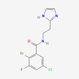 molecular formula C12H10BrClFN3O B6626945 2-bromo-5-chloro-3-fluoro-N-[2-(1H-imidazol-2-yl)ethyl]benzamide 