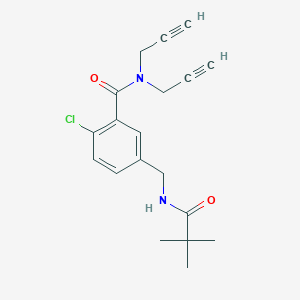 molecular formula C19H21ClN2O2 B6626951 2-chloro-5-[(2,2-dimethylpropanoylamino)methyl]-N,N-bis(prop-2-ynyl)benzamide 