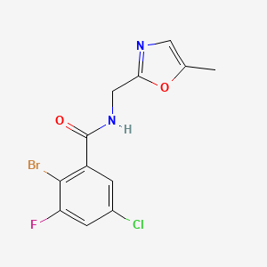 molecular formula C12H9BrClFN2O2 B6626953 2-bromo-5-chloro-3-fluoro-N-[(5-methyl-1,3-oxazol-2-yl)methyl]benzamide 