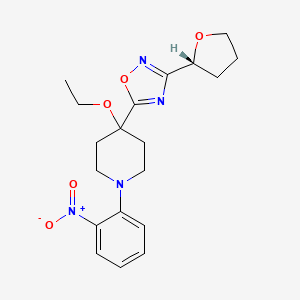 molecular formula C19H24N4O5 B6627082 5-[4-ethoxy-1-(2-nitrophenyl)piperidin-4-yl]-3-[(2R)-oxolan-2-yl]-1,2,4-oxadiazole 