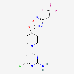 4-Chloro-6-[4-methoxy-4-[3-(2,2,2-trifluoroethyl)-1,2,4-oxadiazol-5-yl]piperidin-1-yl]pyrimidin-2-amine