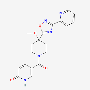 molecular formula C19H19N5O4 B6627134 5-[4-methoxy-4-(3-pyridin-2-yl-1,2,4-oxadiazol-5-yl)piperidine-1-carbonyl]-1H-pyridin-2-one 