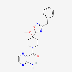 molecular formula C20H22N6O3 B6627145 (3-Aminopyrazin-2-yl)-[4-(3-benzyl-1,2,4-oxadiazol-5-yl)-4-methoxypiperidin-1-yl]methanone 